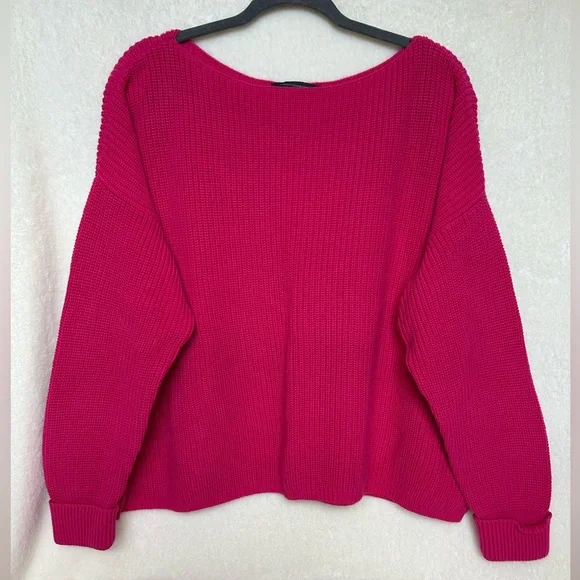 French Connection Millie Mozart Boatneck Chunky Knit Pink Sweater Size Small - Picture 5 of 8